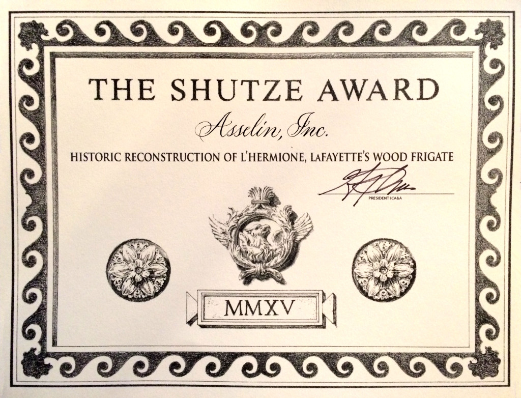 Shutze-Award-2015_Asselin - Hermione Historic Reconstruction